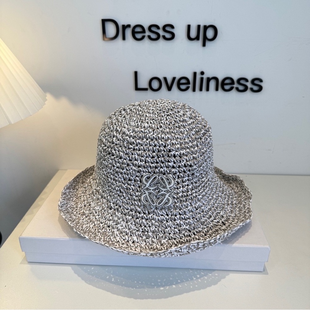 Loewe Silver-Accent Two-Tone Woven Bucket Hat